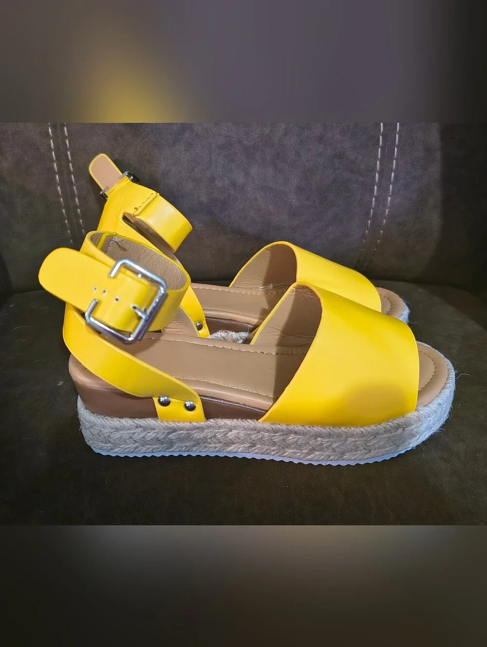 Sunshine Yellow Espadrille Ankle-Strap Sandals